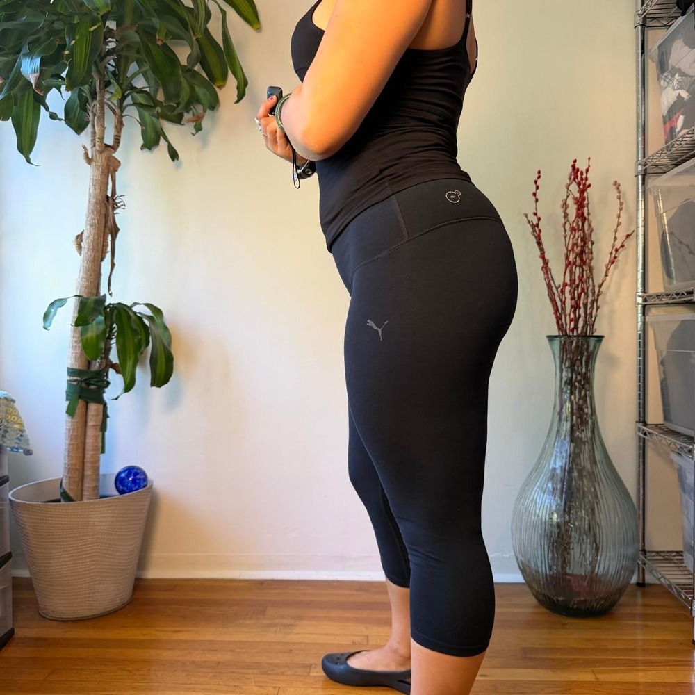 Puma Black Low Rise Capri Yoga Pants Athleisure Workout Leggings XL
